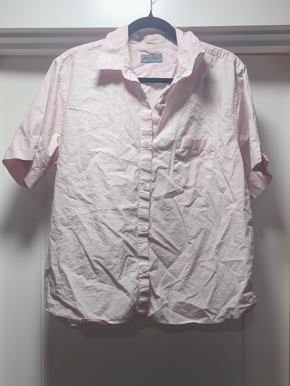 Eddie Bauer Men's Short-Sleeve Button-Down Shirt in Pale Pink